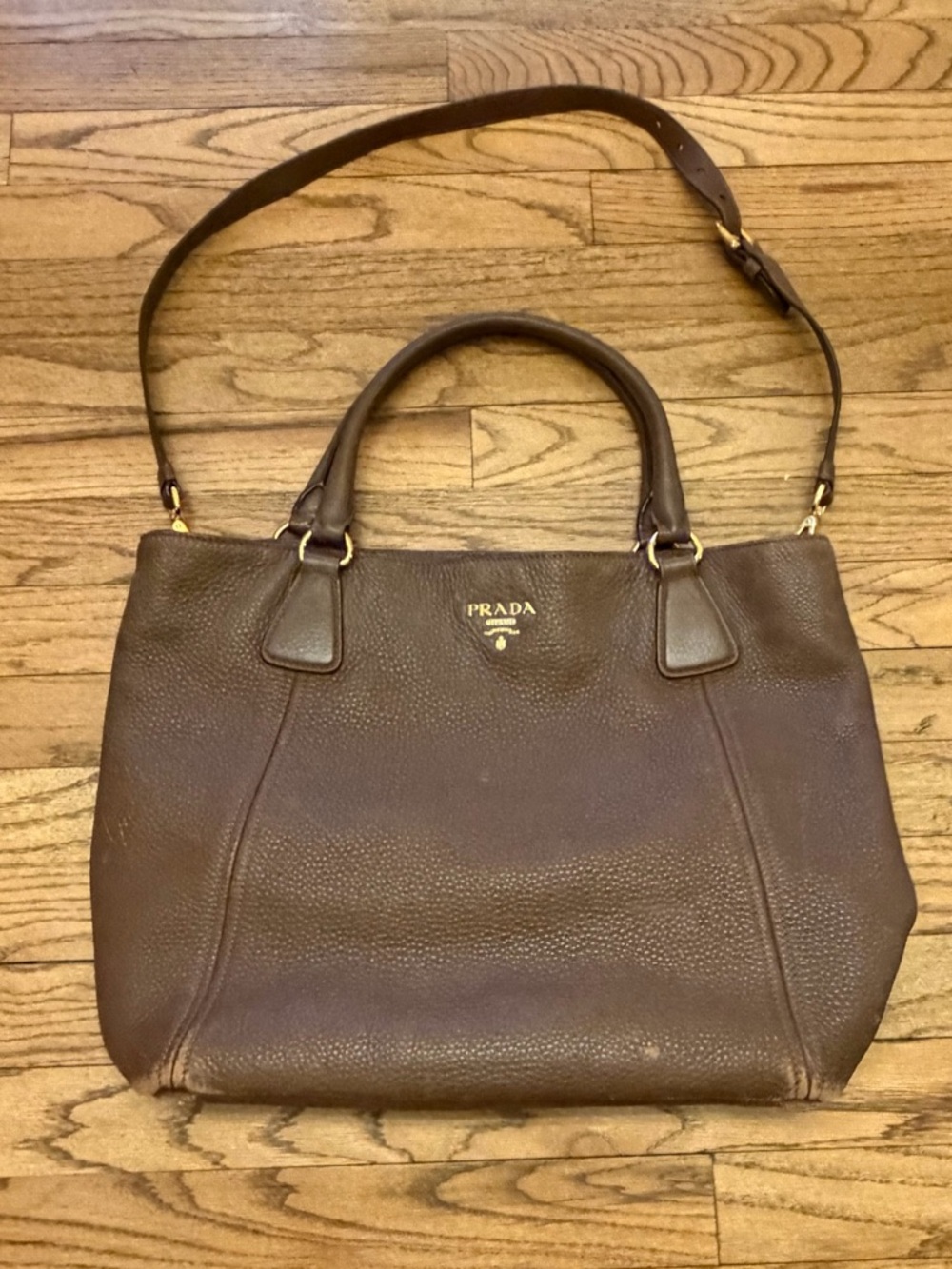 Prada Shopping Tote Vitello Daino Large Brown